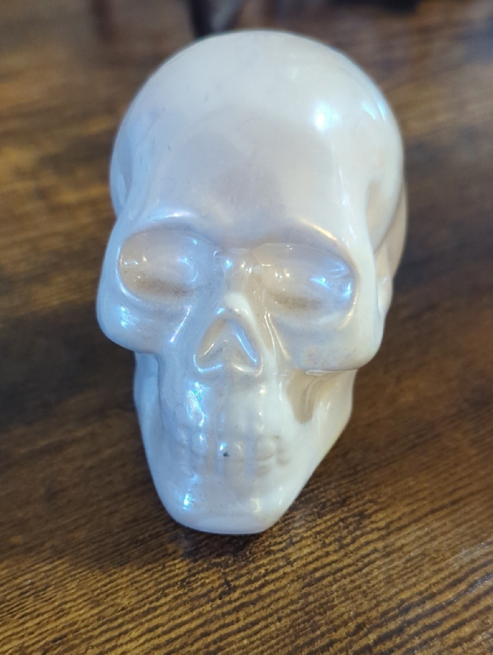 Ceramic Skull Figurine in Pearl White